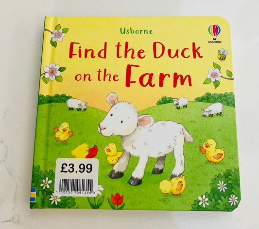 Find the Duck on the Farm Usborne small board EPOS labelled £4.99 (was £5.99)
