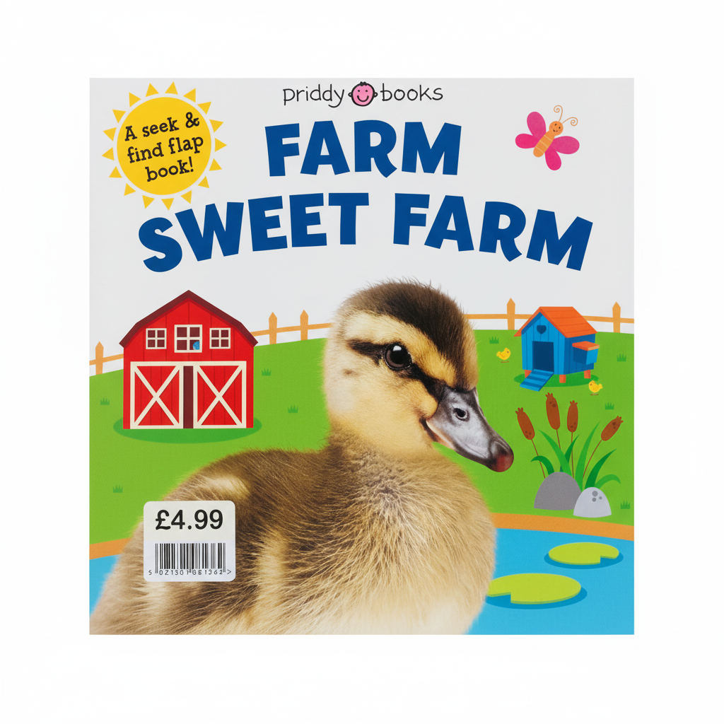 A Farm Sweet Farm Medium Board Book EPOS labelled £4.99 (jacket £7.99)