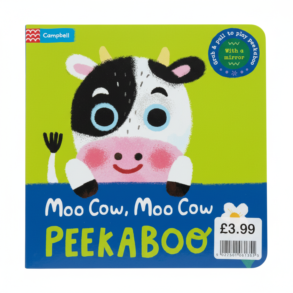 Moo Cow, Moo Cow PEEKABOO Medium Board Book - EPOS Stickered at £3.99 (jacket £6.99)